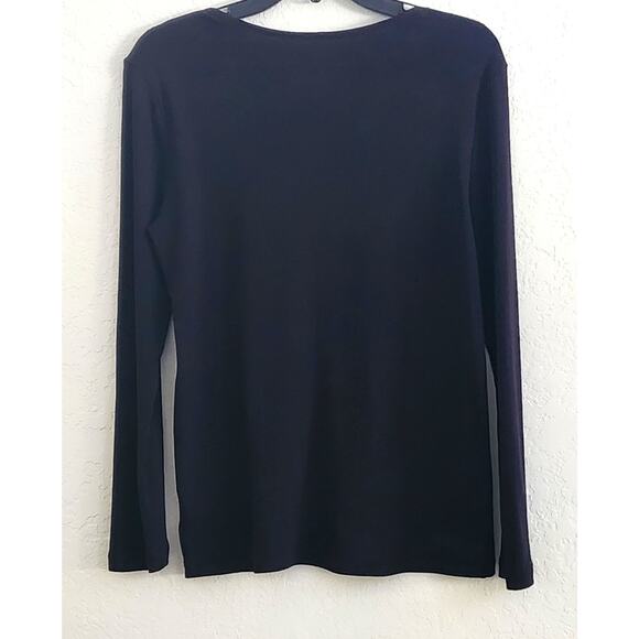 TOP/BLOUSE-WHITE STAG-Long Sleeve T-Style Top-Black-Scoop Neck-Size M (8-10) - Picture 2 of 11